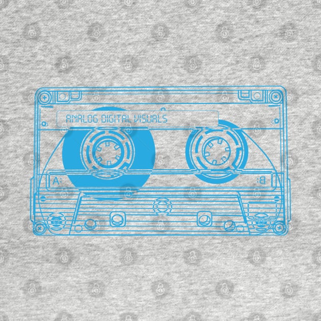 Cassette Tape (Button Blue Lines) Analog / Music by Analog Digital Visuals